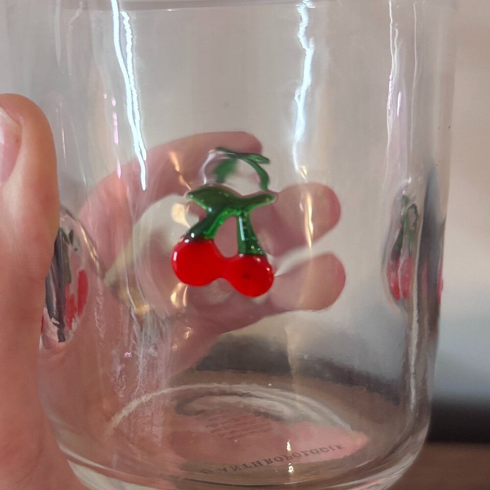 NWOB Anthropologie Beaded Icon Juice Glass in Cherry - Picture 3 of 3